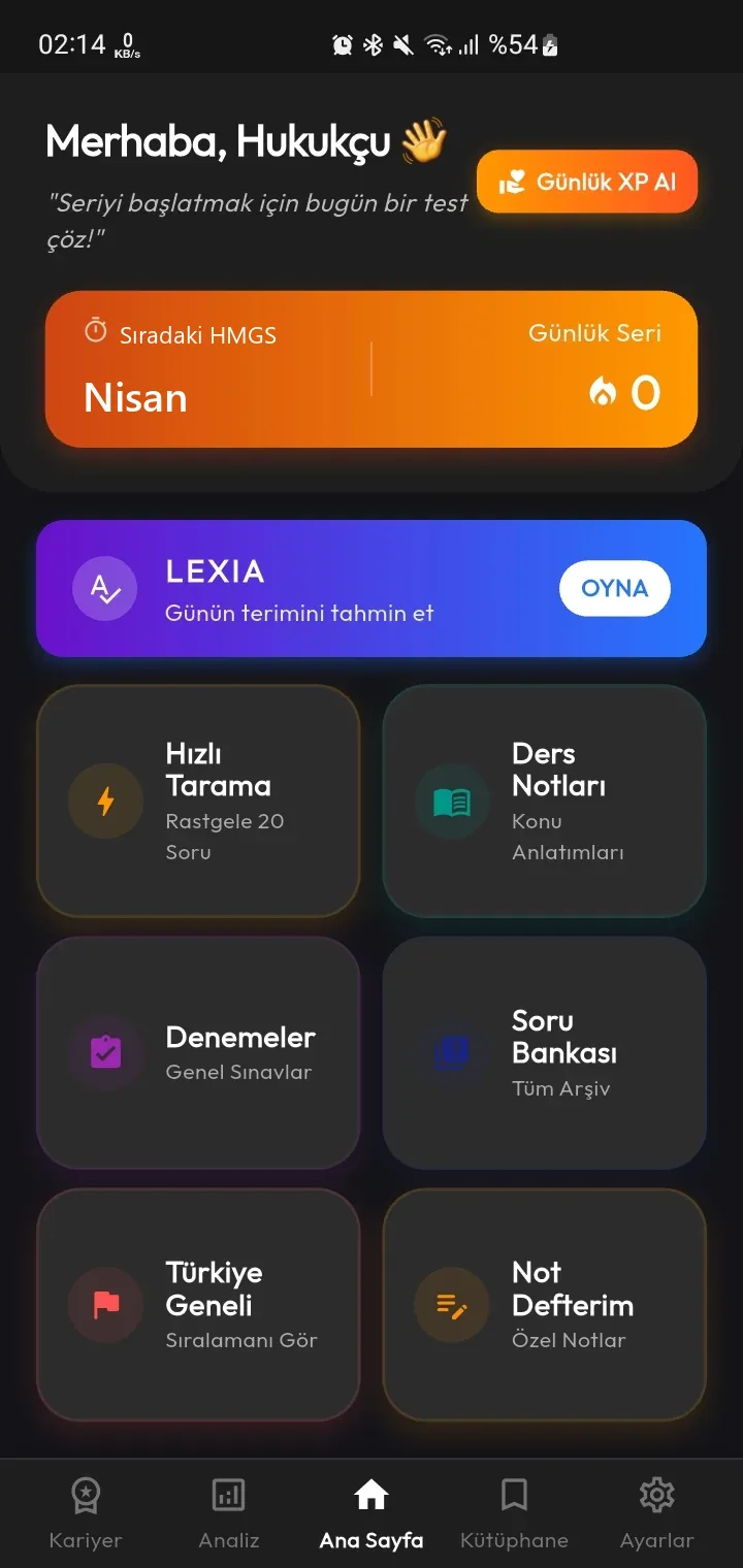 Lexia ana ekranı